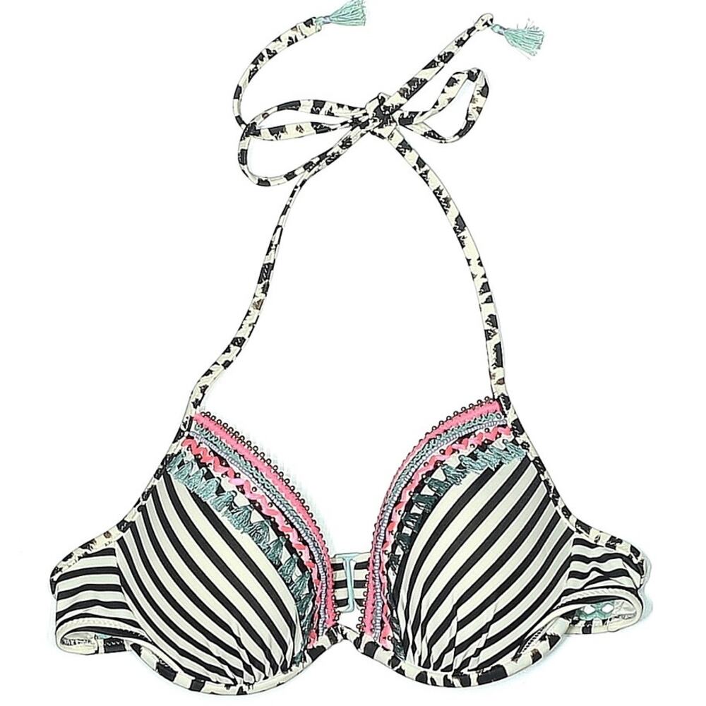 Victoria's Secret Striped With Tassel Padded Bikini Top Size 34A